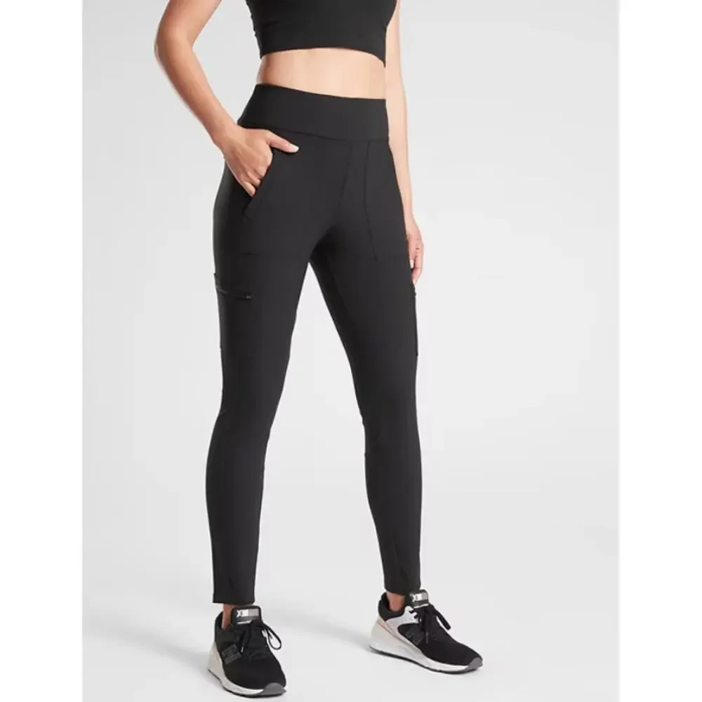 Athleta Headlands Hybrid Cargo Tight Leggings Black Size 4